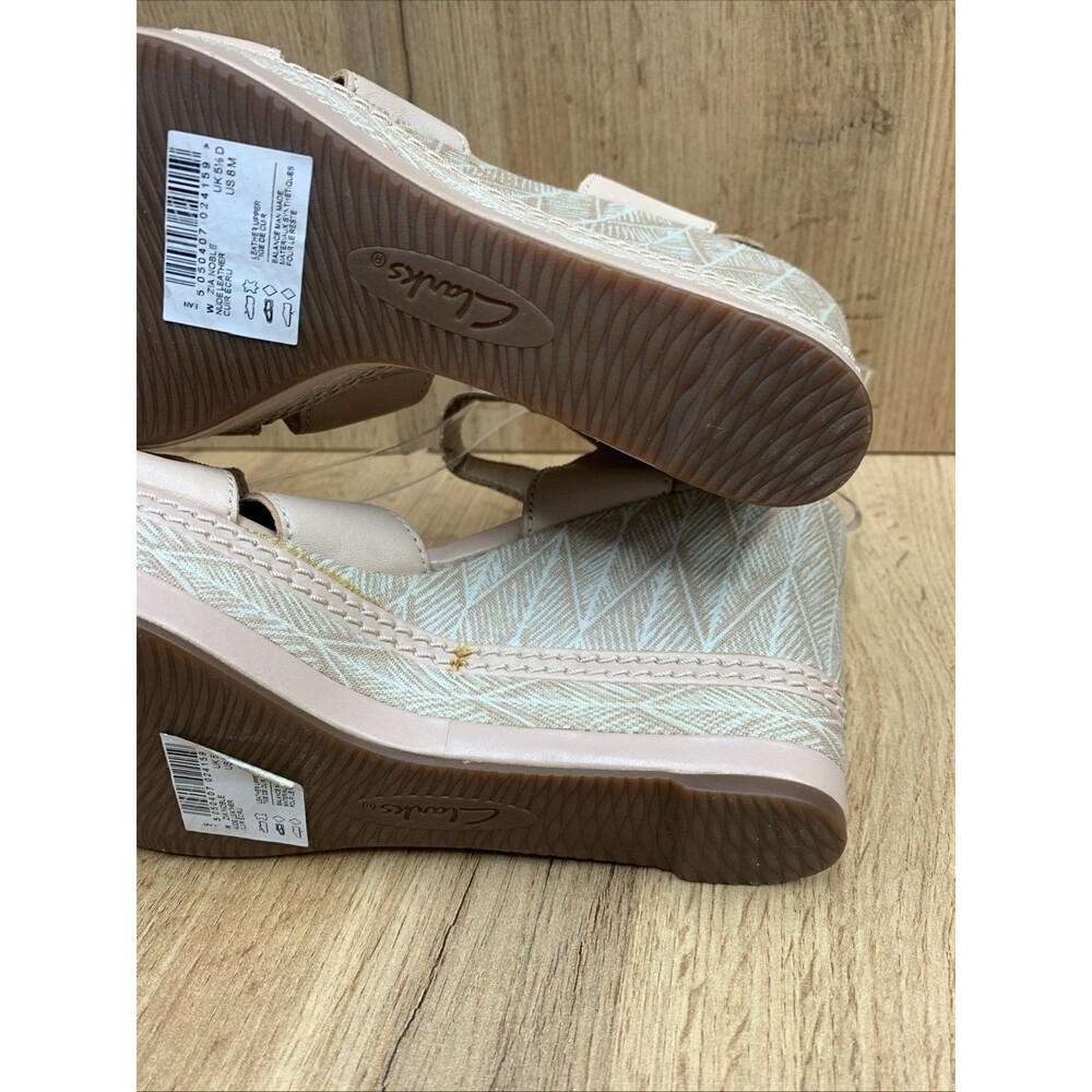 Clarks  Collection Womens  Zia Noble Wedge Heel Shoes Nude Leather  Size 8M - Picture 14 of 16